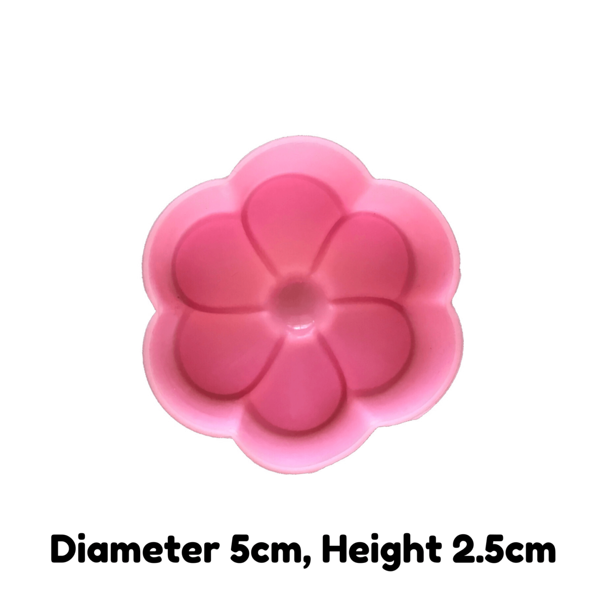 image with written dimensions of 5cm pink begonia flower silicone mould