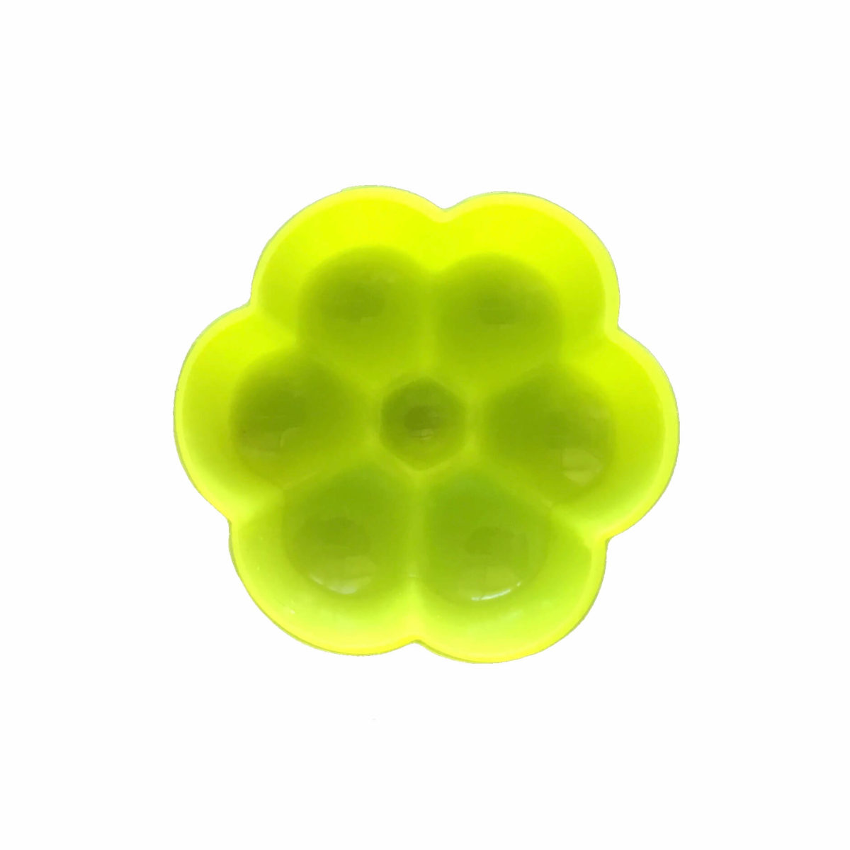 back of 5cm green single cavity classic-shaped flower silicone mould