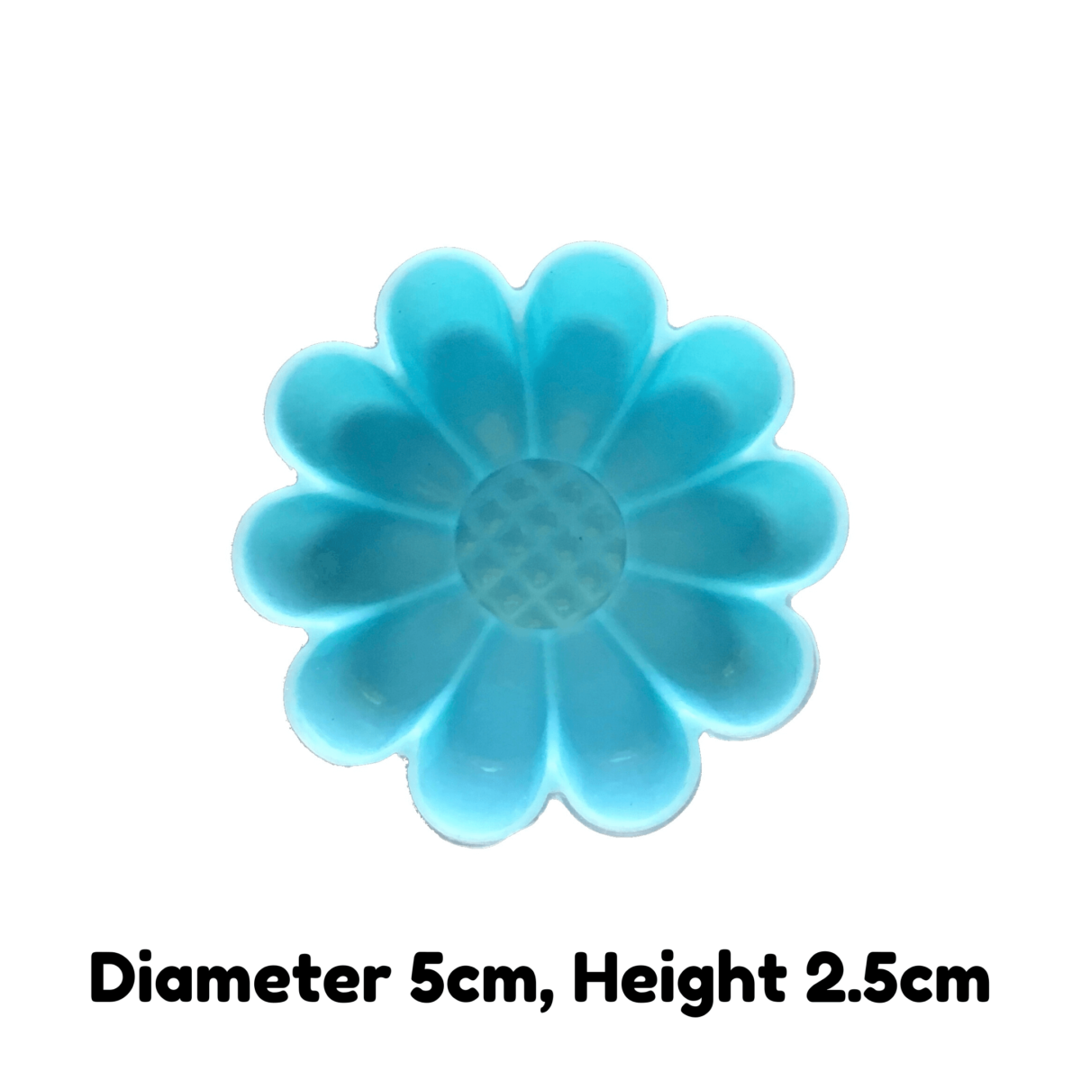 dimensions of 5cm blue daisy flower single cavity silicone mould