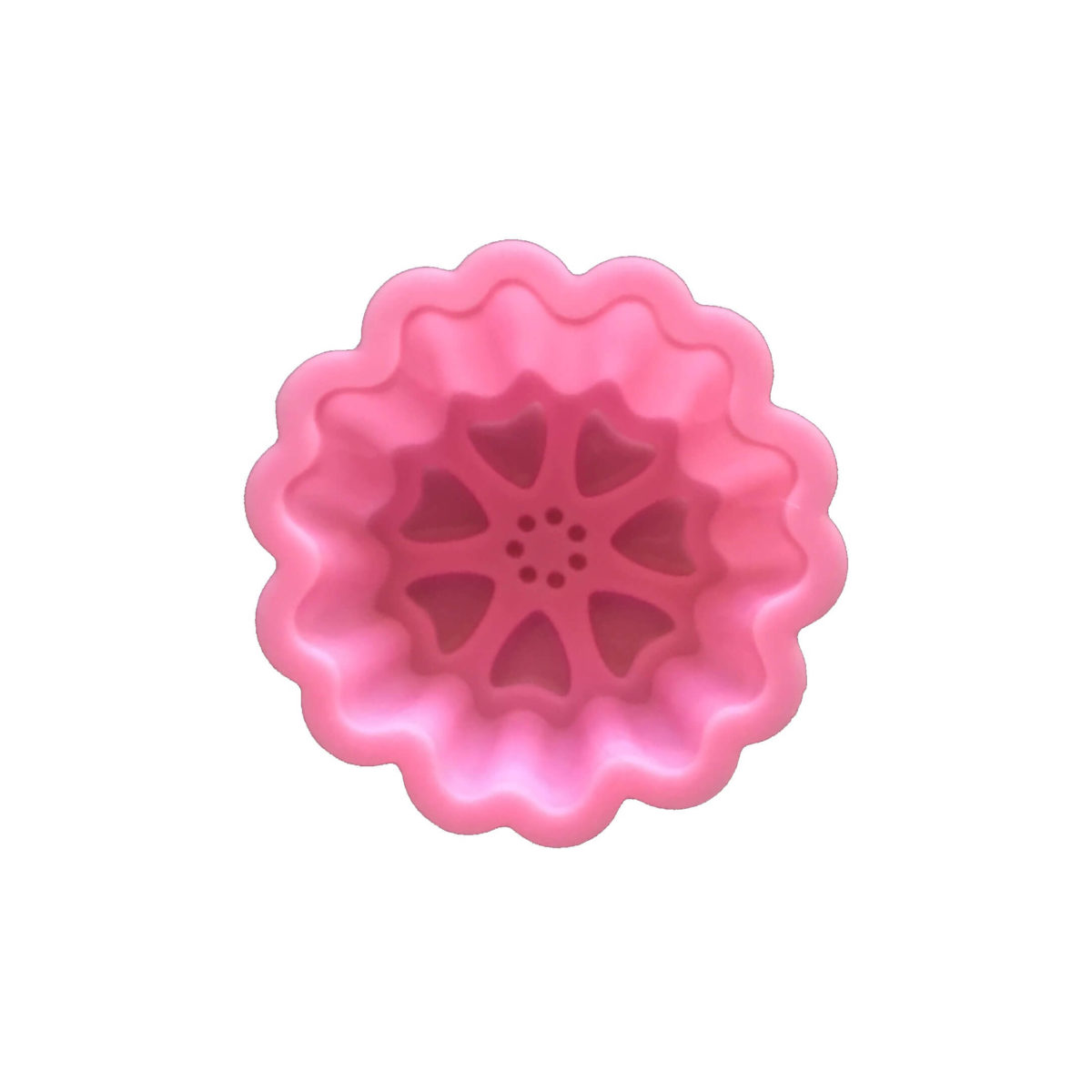 back of 5cm pink heart blossom single cavity silicone mould