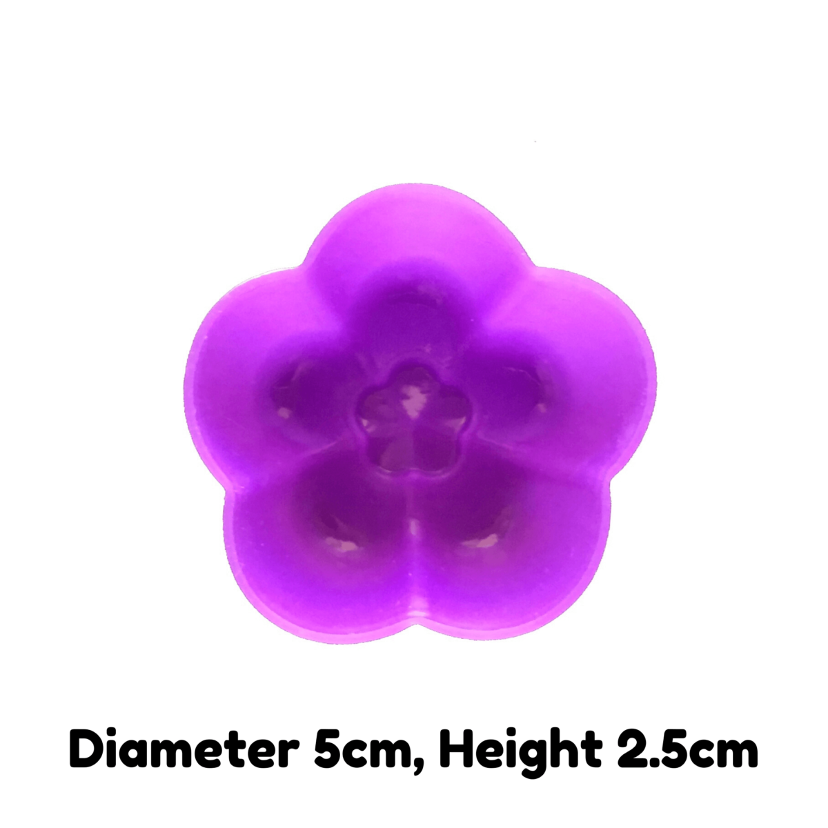 written dimensions of 5cm purple plum blossom single cavity silicone mould