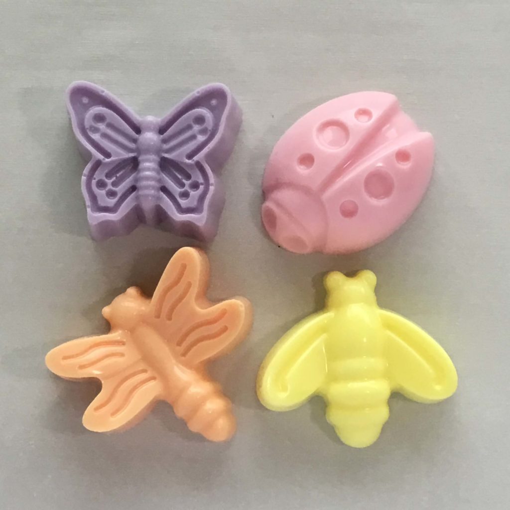 whimsical insects melt and pour soap bars
