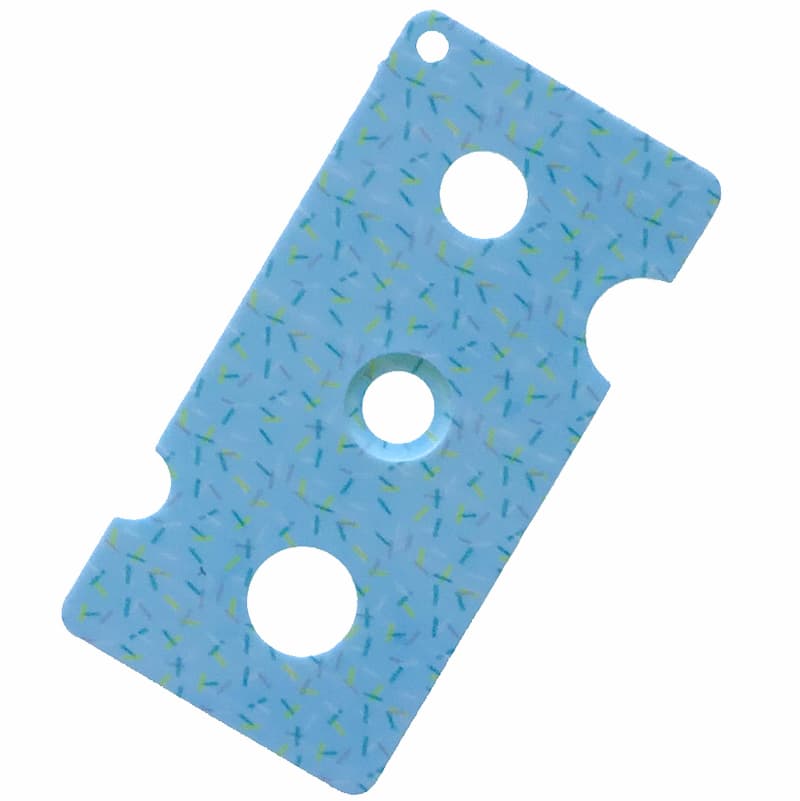 blue plastic essential oil bottle key with confetti motif