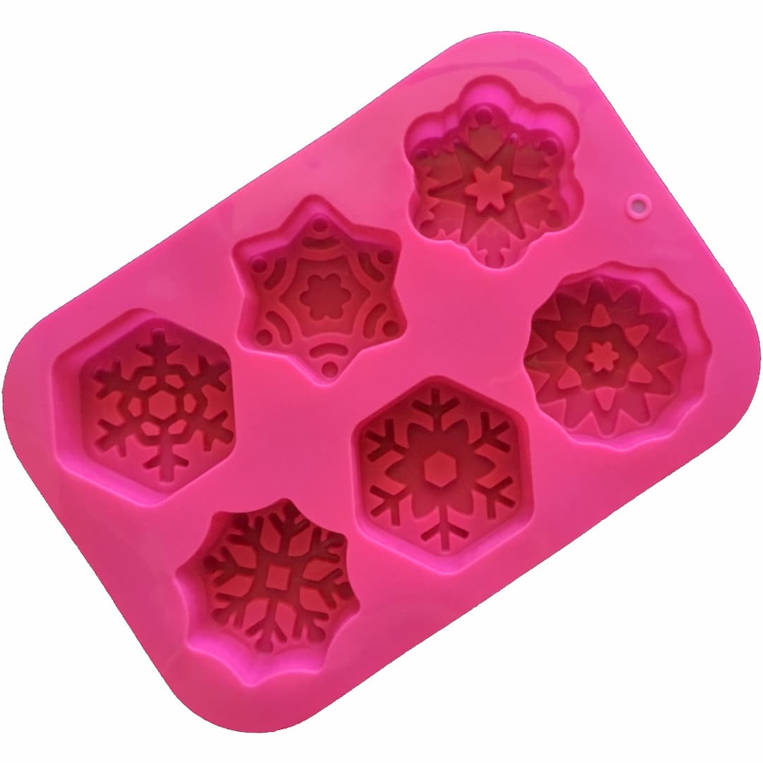 pink snowflake soap mould
