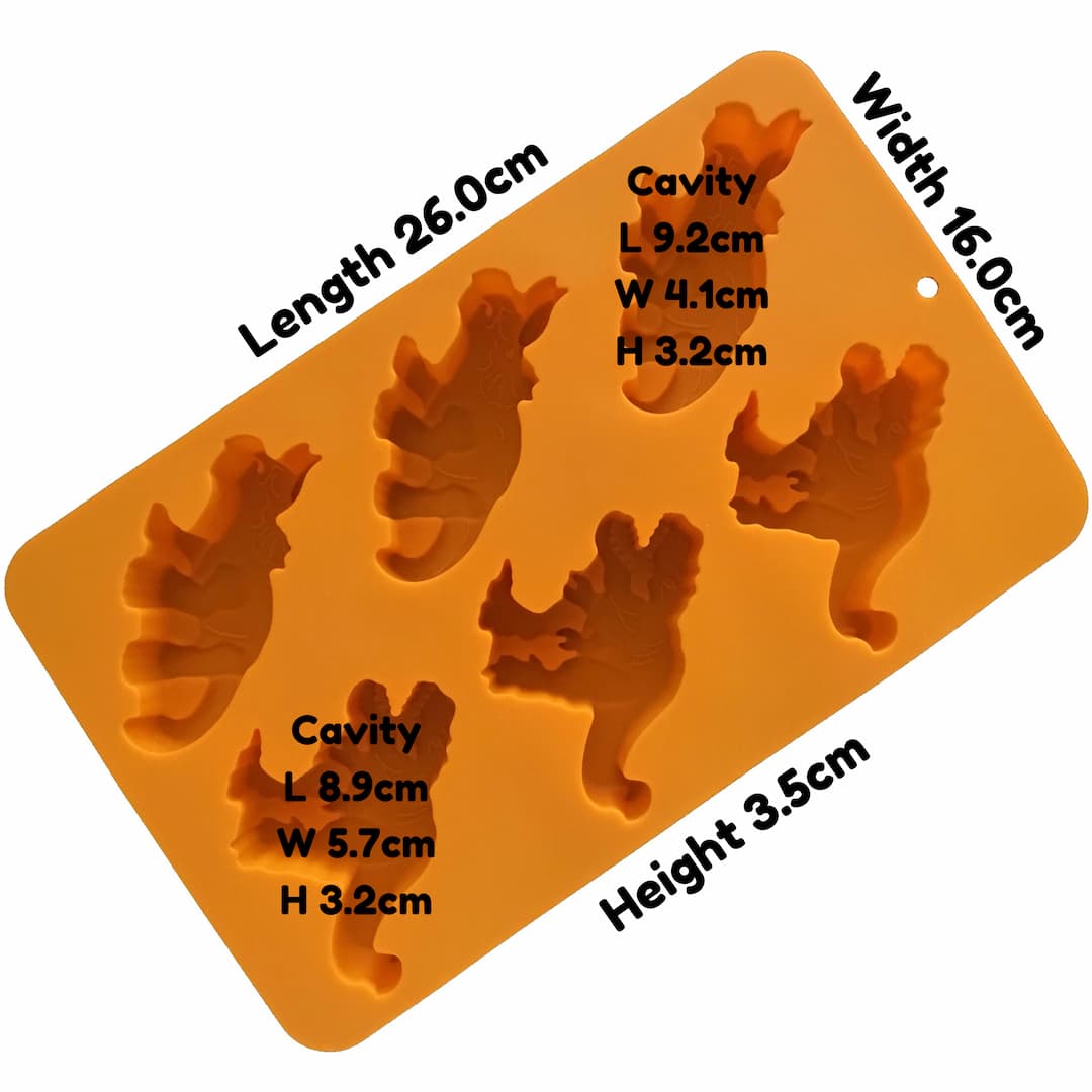 dinosaurs silicone mould dimensions
