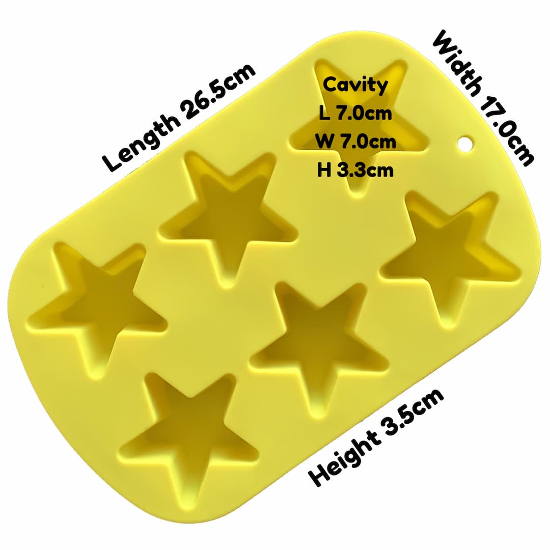 six cavity star silicone mould dimensions