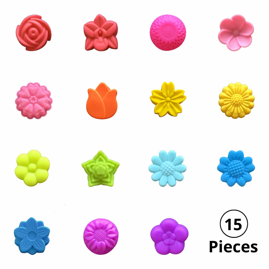 15 piece value pack 5cm flower silicone moulds