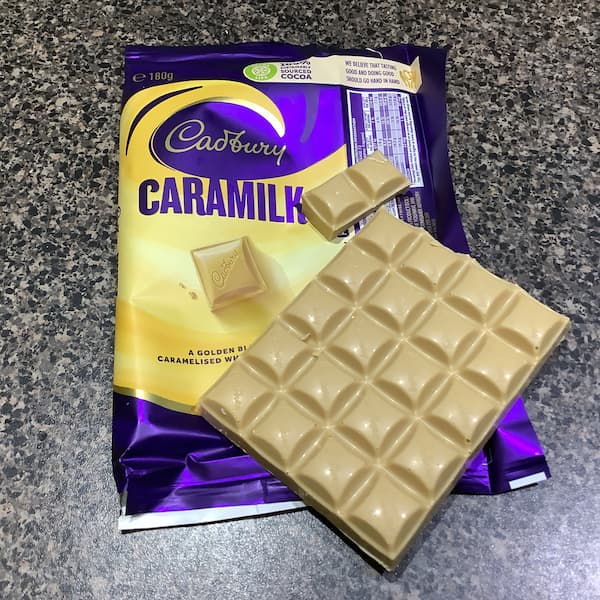a block of caramilk chocolate